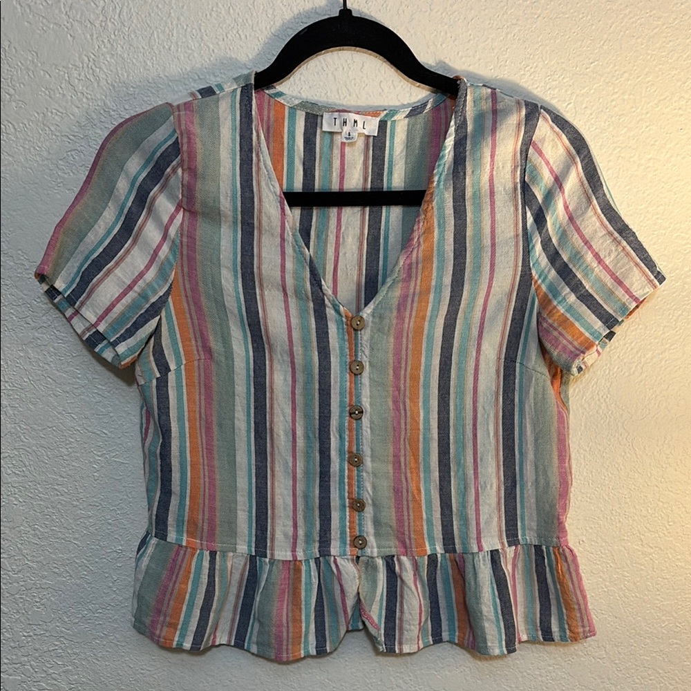 THML 100% Cotton Ruffle Hem Top